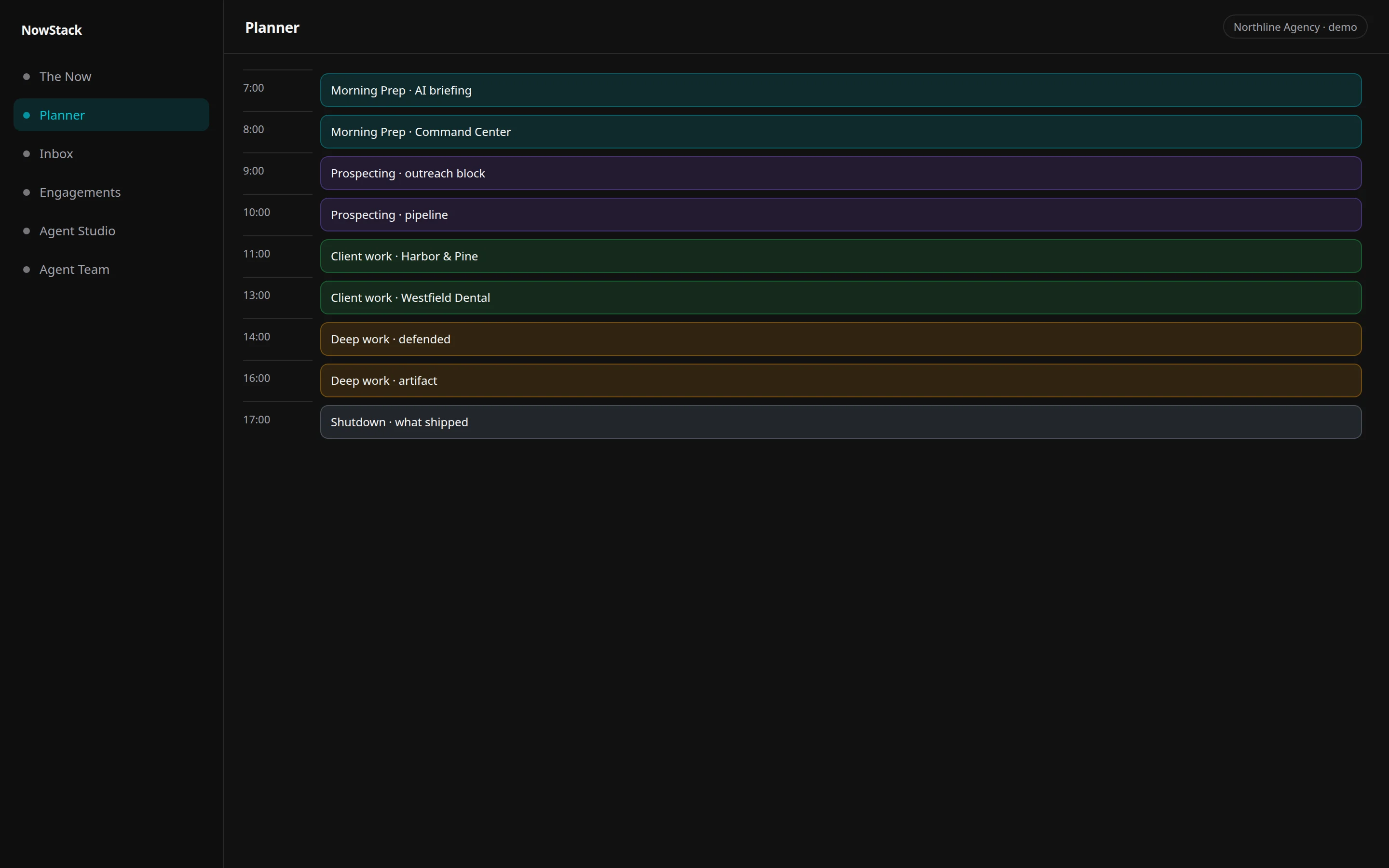 Planner calendar colored to the Execute Today loop